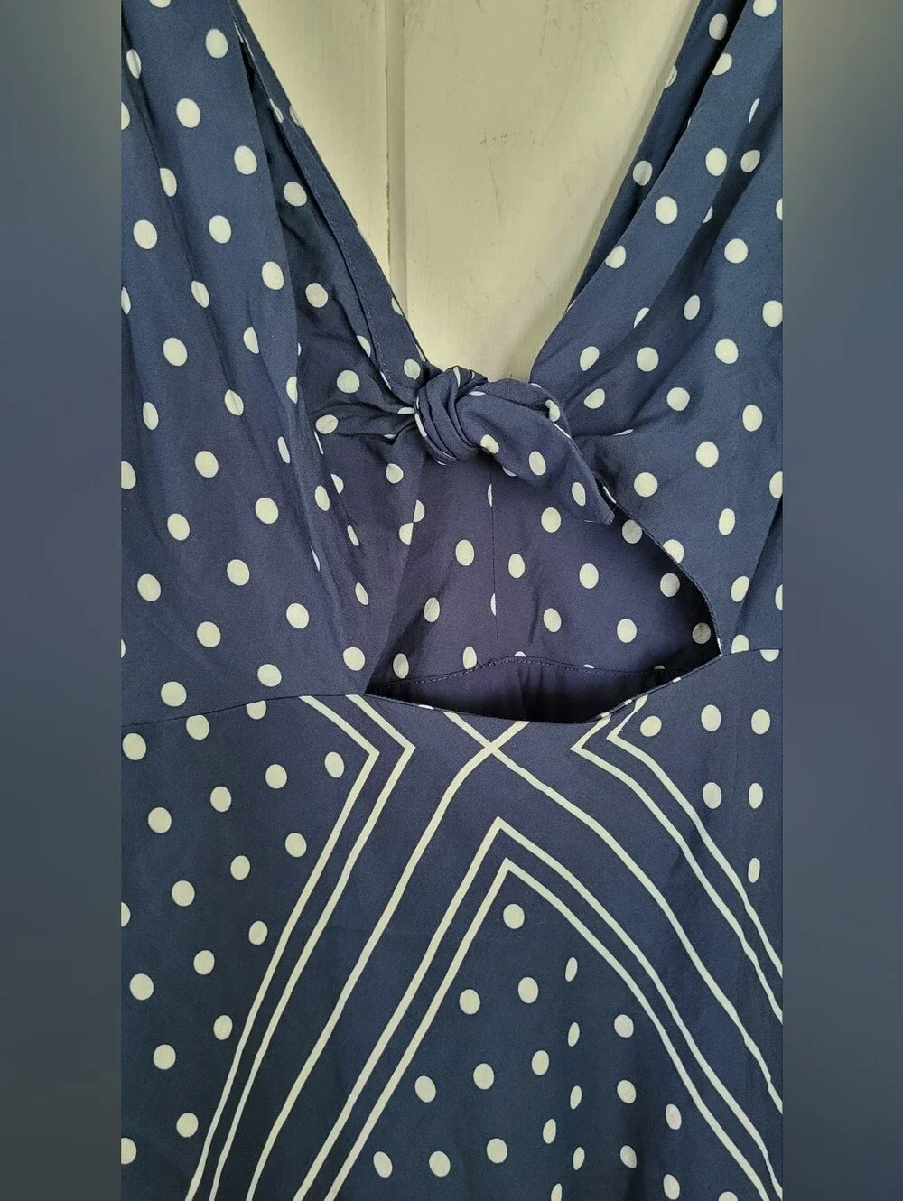Abercrombie & Fitch Maxi  Navy Polka Dot Cutout Tie Resort Summer Dress